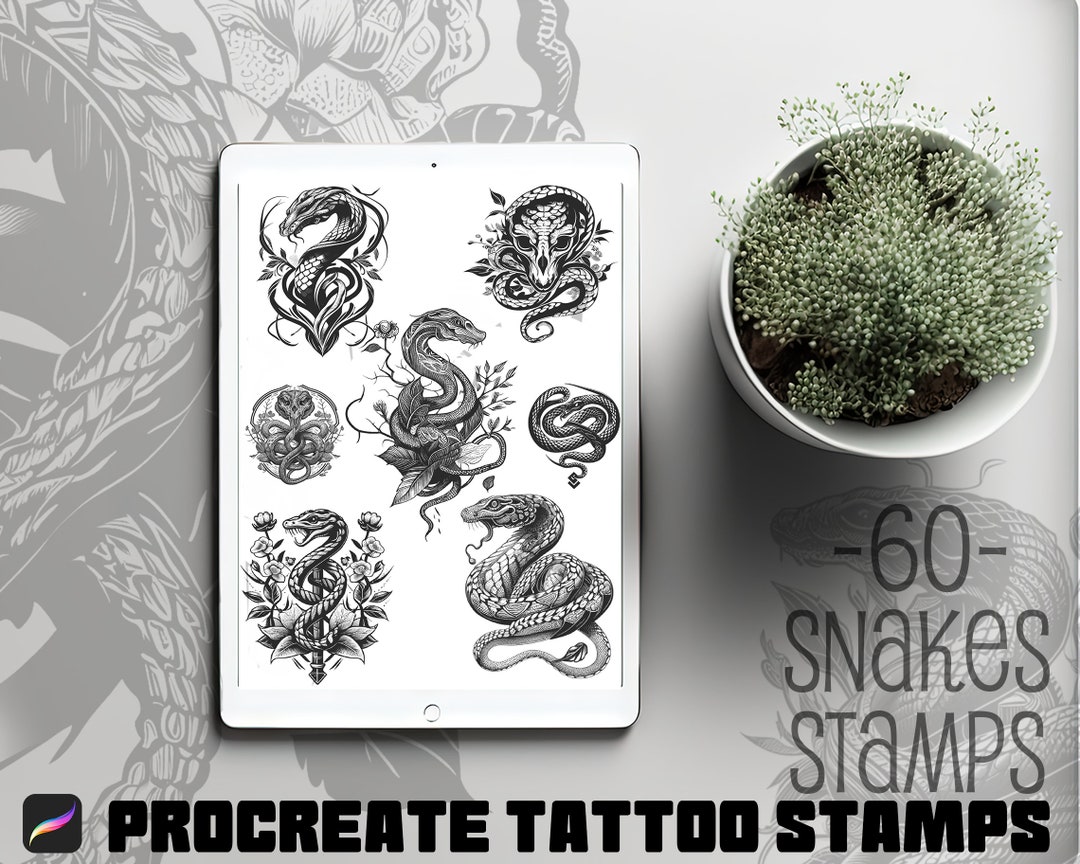 60 Snakes Brushes/stencil Tattoo/procreate Stamps/procreate Etsy