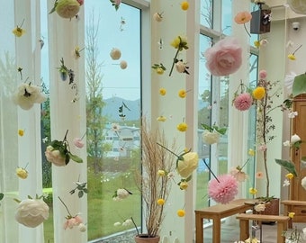 Ghirlanda di fiori sospesa, kit di fiori sospesi personalizzati, set di fiori da soffitto fai da te, sfondo da appendere a parete con fiori galleggianti, decorazione da parete con ghirlanda di fiori