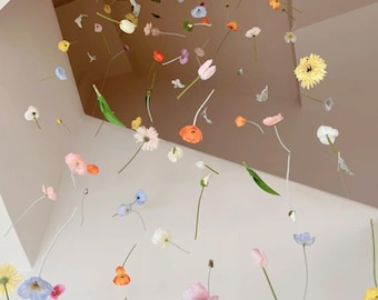 Ghirlanda di fiori sospesa, kit di fiori sospesi personalizzati, set di fiori da soffitto fai da te, sfondo da appendere a parete con fiori galleggianti, decorazione da parete con ghirlanda di fiori