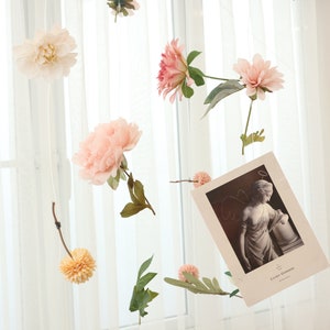 Hanging Flower Garland, Custom Hanging Flowers Kit, DIY Ceiling Flower Set, Floating Flower Wall Hanging Backdrop,Flower Garland for Wedding, Flower Installation for Studio Photoshoot Photography, Free Personalize Picture