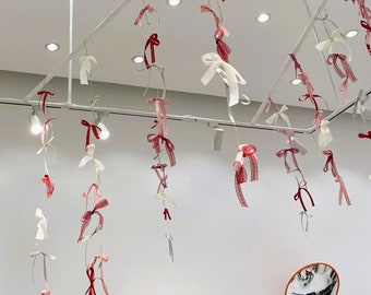 Hanging Coquette Garland, Custom Hanging Ribbon Bow, Coquette Bow Ceiling Set, Valentine's Day Hanging Backdrop, Coquette Party Decoration