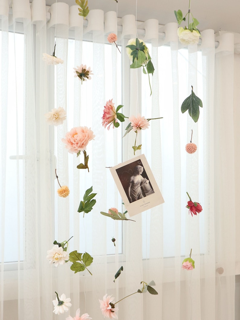 Hanging Flower Garland, Custom Hanging Flowers Kit, DIY Ceiling Flower Set, Floating Flower Wall Hanging Backdrop, Flower Garland Wall Decor image 5