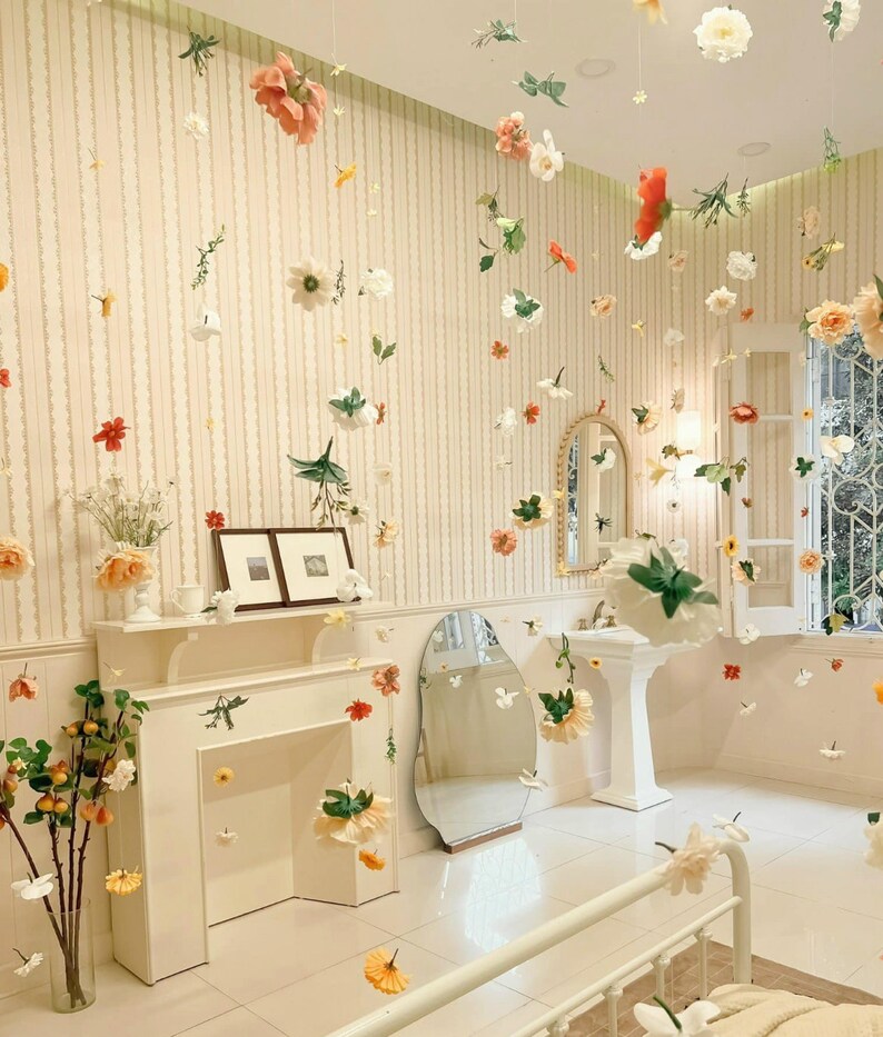 Floating Flower Wall Hanging Backdrop Hanging Flower Garland Etsy
