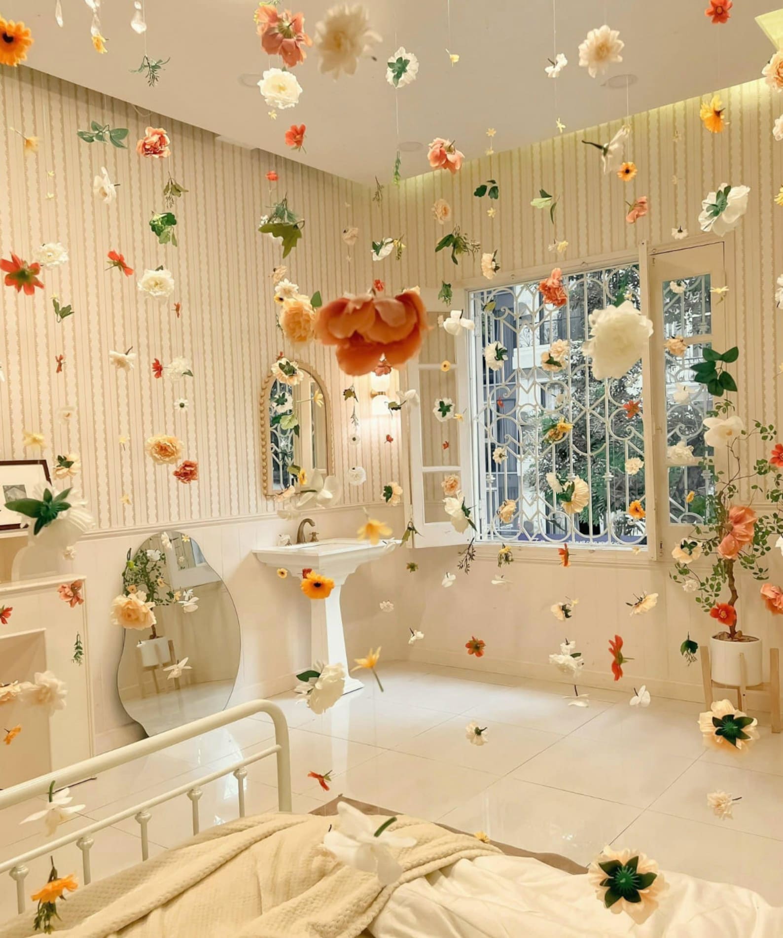 Floating Flower Wall Hanging Backdrop Hanging Flower Garland Etsy