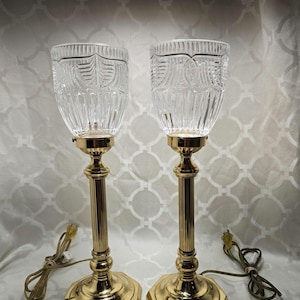 Vintage Brass Crystal Table Lamps.