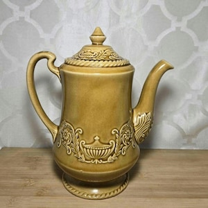 Vintage Canonsburg Regency Yellow Gold Ceramic Teapot