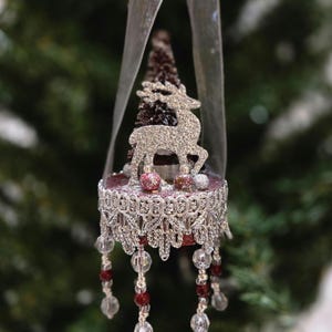 Burgundy Victorian Christmas Ornament. Vintage Style Burgundy Victorian Style Ornament. Victorian Burgundy Christmas Ornament.