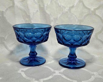 Blauwe noritake champagne-sorbetglazen met vintage perspectief: set van 2