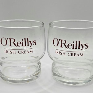 O&#39;Reilly Irish Cream Liqueur Glasses. Set of 2. Irish Whiskey Glasses.