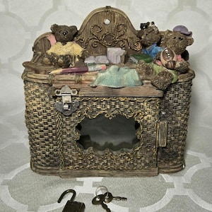 Vintage Kensington Bear Bank With Lock and Key. Teddies Secret Money Box by Kensington.