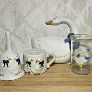 Vintage Country Goose Assorted Decor. Country Goose Ceramic Bell. Country Goose Candle Holder. Country Goose Wall Planter. Country Goose