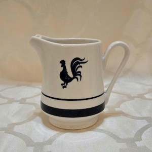 Vintage Home Blue Rooster Stoneware Creamer. Miniture Blue Rooster Ceramic Condement Pitcher.