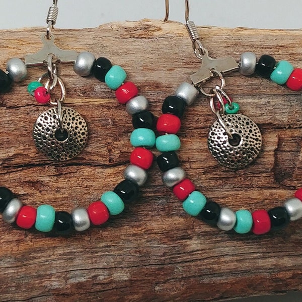 Southwestern Turquoise Beaded Dangle Earrings