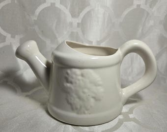Vintage Watering Pitcher Vase. Decorative White Ceramic Water Pitcher.