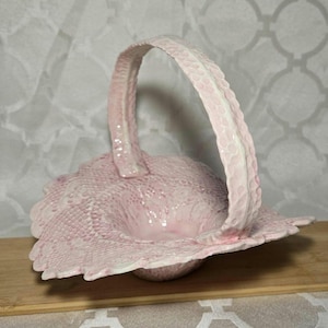 Vintage Ceramic Pink Lace Basket.