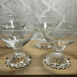 Vintage Champagne Sherbet Berwick-Boopie- Clear by Anchor Hocking Glasses. Set of 4.