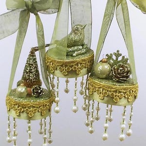 Green Victorian Style Christmas Ornaments