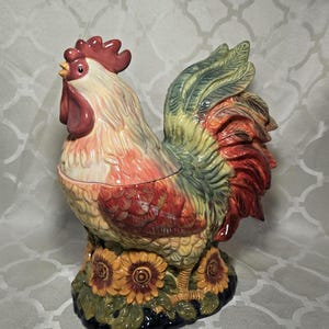 Vintage Rooster Cookie Jar Certified International Susan Winget.