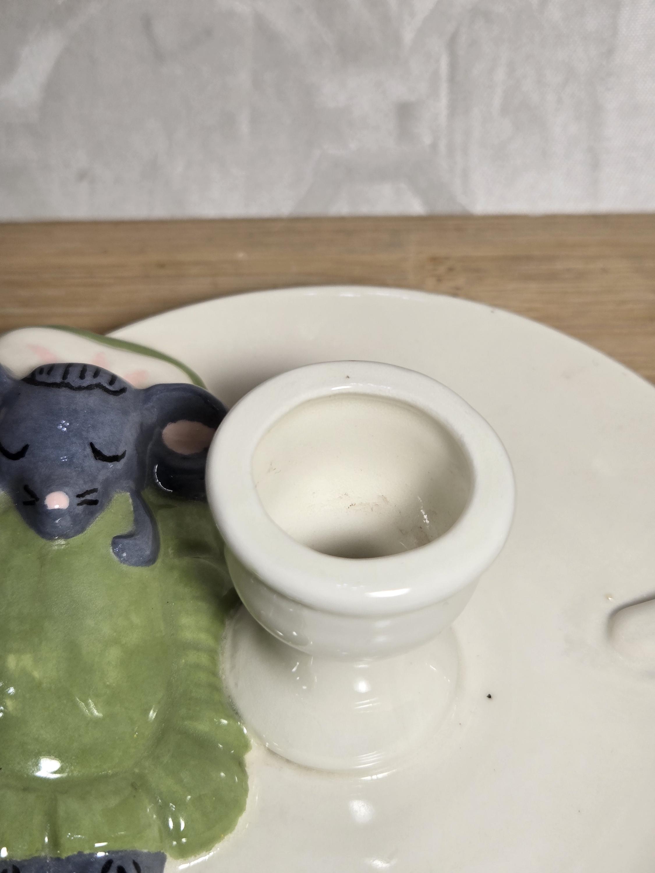 ヴィンテージの眠っているネズミの陶器製キャンドルホルダー - Etsy 日本