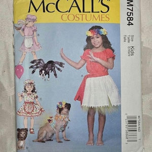 McCall&#39;s Costumes M7584 - Robe de déguisement pour fille, taille enfant : 3-4 ans, 5-67-8, et robe à capuche araignée pour animaux de compagnie, taille S-M-L-XL-XXL