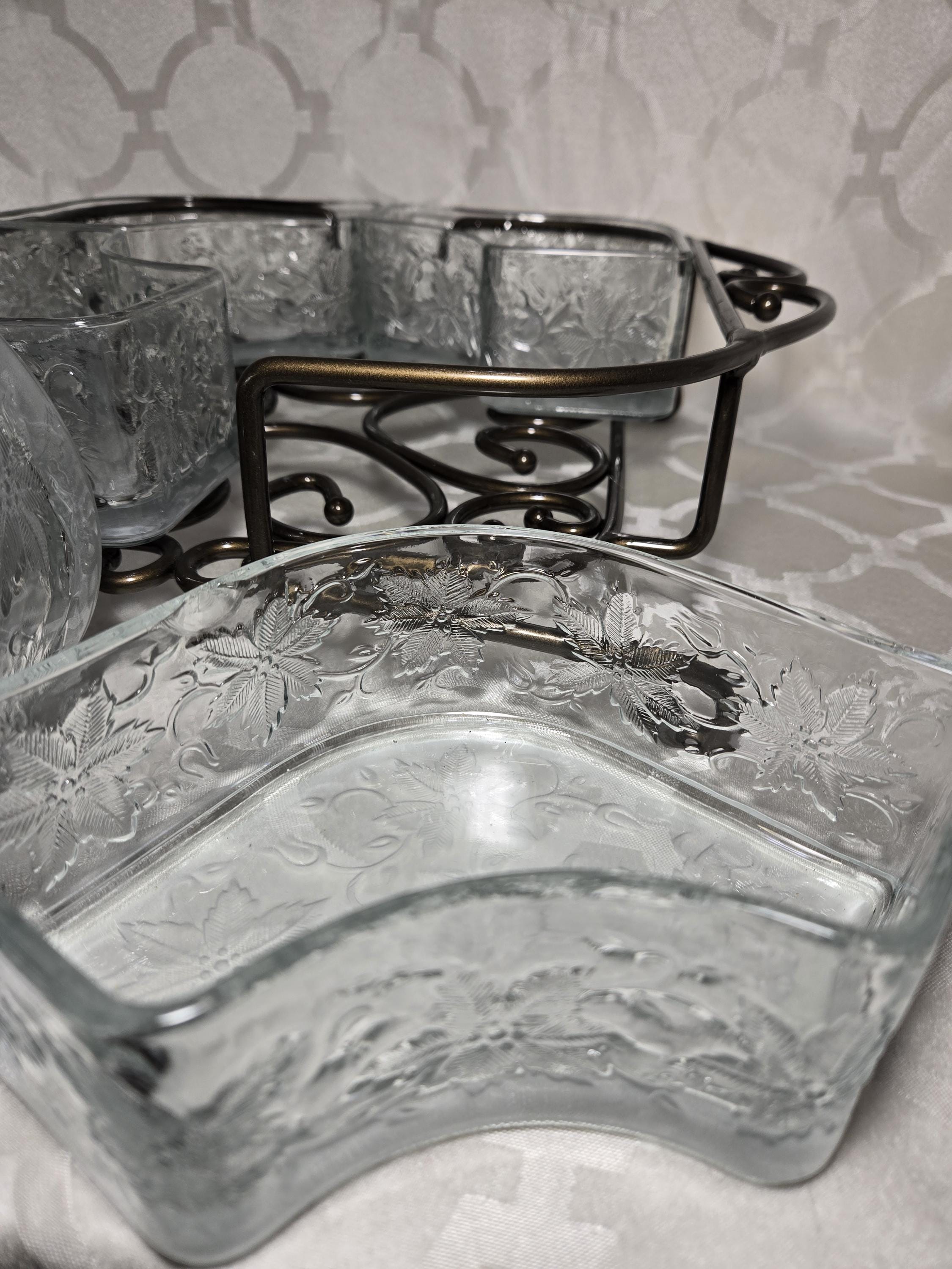 Vintage Princess House Fantasia Chip and Dip Set: Glass Serving