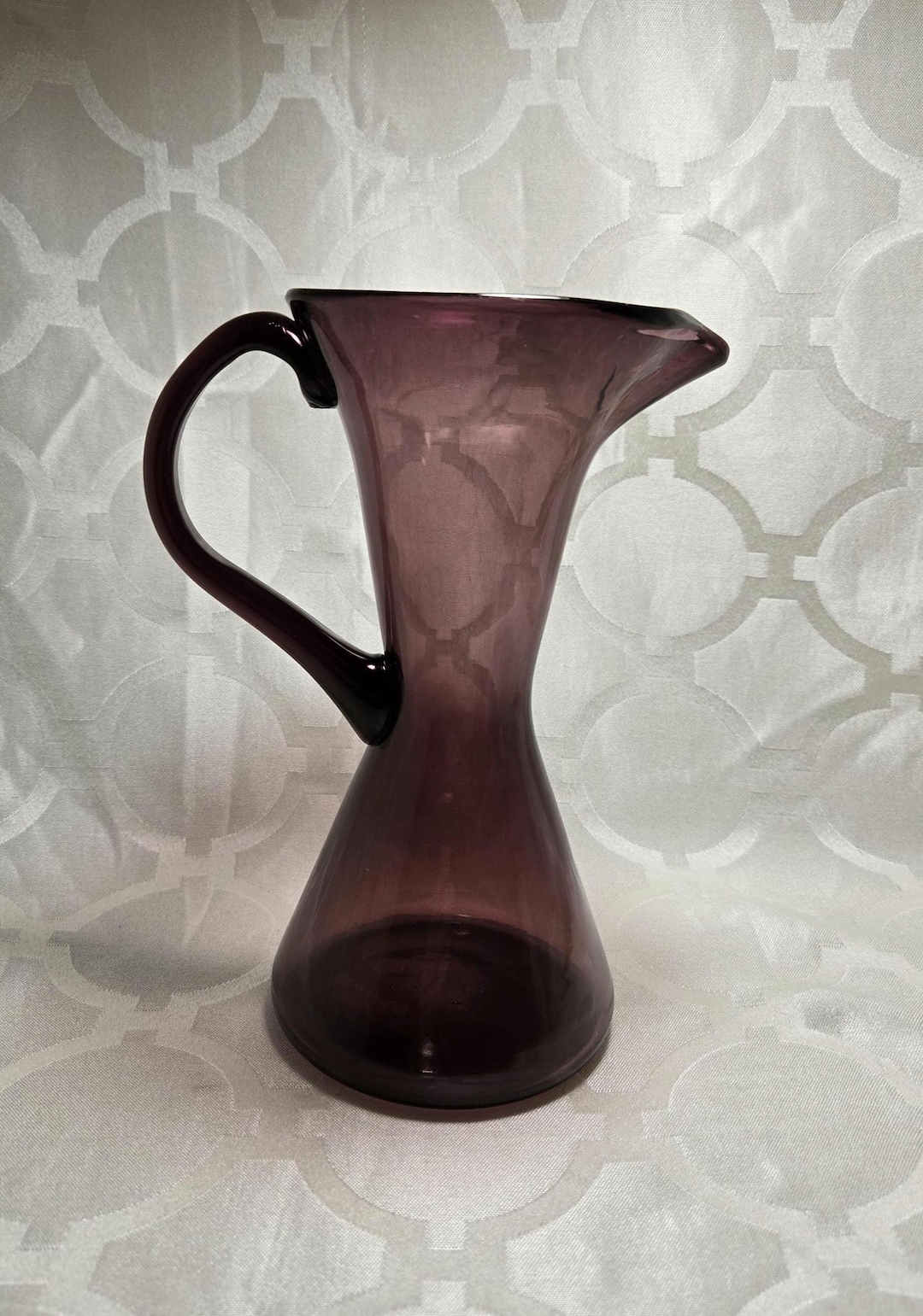 Vintage Amethyst Hourglass Glass Pitcher - Etsy