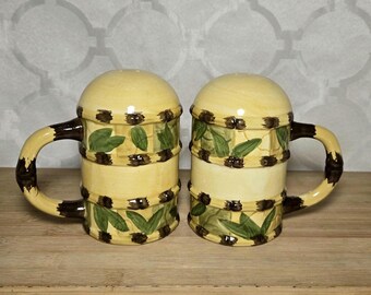 Vintage WCL Ceramic Bamboo Style Salt Pepper Shaker Set