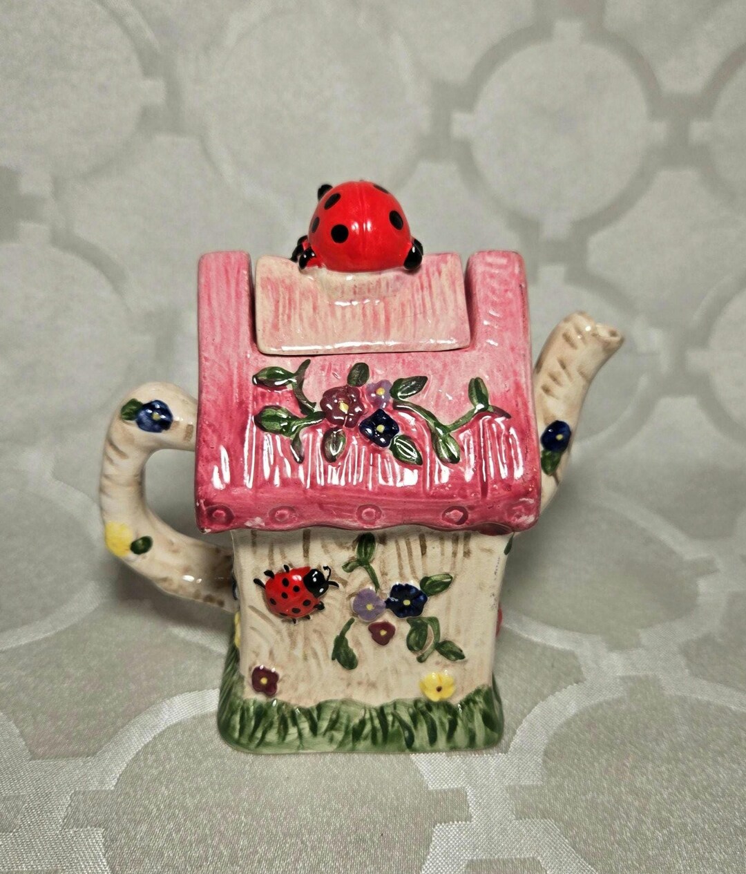 Vintage Mini Ladybug Pink Teapot - Etsy
