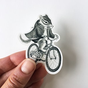 Waterdichte sticker chipmunk op fiets, bosstickers, fietssticker, helmstickers