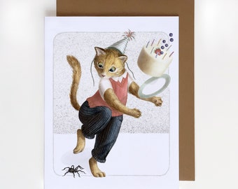 Cat birthday card, A2 size (4.25"x5.5"), Cat Mom Card, Hilarious Birthday Card, Orange Tabby