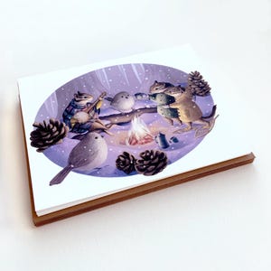 Lot de 6 cartes de voeux et enveloppes A2, festivités d'animaux de la forêt, cartes de Noël vierges pour le solstice d'hiver, carte d'animaux mignons