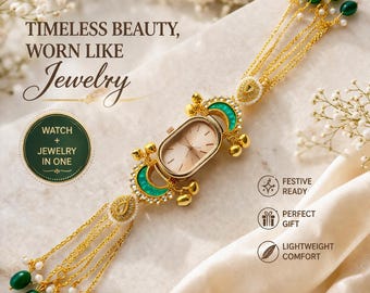 Reloj de pulsera para mujer, joyería india, nupcial, étnica, oro, regalo festivo de boda, elegante accesorio de muñeca de diseñador