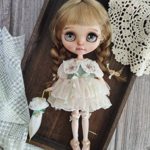 Finished 1/6BJD Doll Suit, Doll Kits With Complete Sewing Kit + Pattern, Handmade blythe, 1/6BJD Doll Clothes, Green Summer Dress