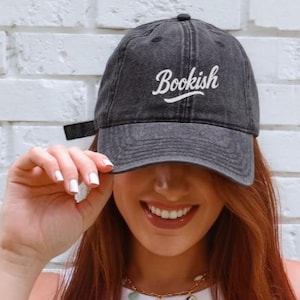 Bookish Embroidered Hat | Book Lover Hat | Teacher Librarian Book Gift | Bookish Gift for Readers | Book Worm Gift | Cottagecore Bookworm
