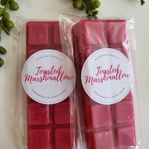 トーストしたマシュマロワックスメルト、クリスマステーマの50gスナップバー、香り高く、長持ち、ビーガン対応、ホームフレグランス