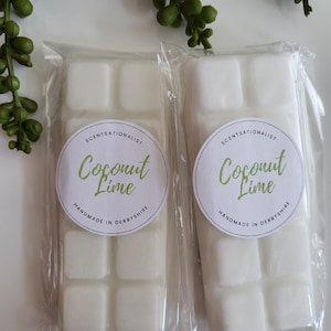 Coconut Lime Wax Melts, Summer Themed 50g Snap Bars, Highly Scented, Long Lasting, Vegan Friendly, Home Fragrances