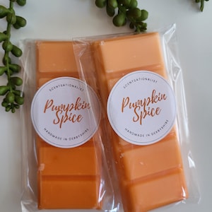 Pumpkin Spice Soy Wax Melts, Halloween & Autumn Themed 50g Snap Bars, Highly Scented, Long Lasting, Eco / Vegan Friendly, Home Fragrances