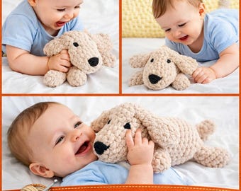 Haakpatroon puppy (pdf) - eenvoudige handleiding amigurumi-hond (pdf) - patroon dikke pluche puppy - zachte knuffel DIY - haken met slappe honden