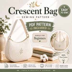 Schnittmuster für die Halbmondtasche | Moderne Schultertasche mit Reißverschluss und Futter (PDF-Download)