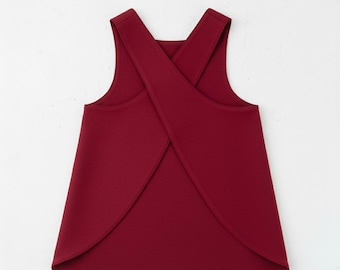 Naaipatroon kinderschort met gekruiste achterkant | Omkeerbare pdf in Japanse stijl | Leeftijden van 1-12 jaar