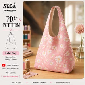 Omkeerbaar boho-draagtas naaipatroon pdf | Herbruikbare markttas