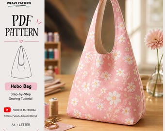 Slouchy Hobo Bag Sewing Pattern, Reversible Tote, Beginner Friendly (PDF Download)