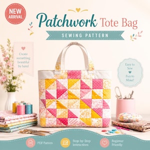 Patrón de costura para bolso de tela patchwork / Tutorial para bolso de mano en miniatura de 9x9 cm hecho con retazos (PDF)