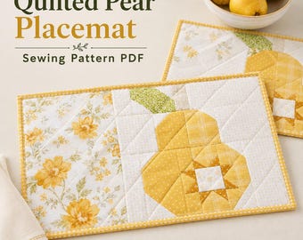 Quilted Pear Placemat Sewing Pattern, Patchwork Table Mat (PDF)