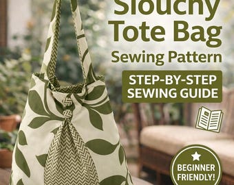 Naaipatroon Slouchy-draagtas, handleiding handtas pdf, grote geplooide schoudertas pdf, doe-het-zelf-omkeerbare markttas met hoekvakken
