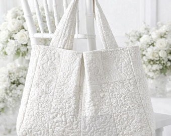 Naaipatroon gewatteerde markttas pdf | Zelfstudie patchwork schoudertas pdf| Patroon herbruikbare boodschappentas met voering en afgeronde hoeken