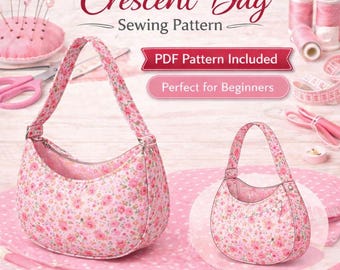 Naaipatroon halve maanzak | Moderne schoudertas, ritssluiting, gevoerd (pdf-download)