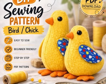 Naaipatroon pluche kuiken | Vogelspeelgoed voor beginners (pdf-download)