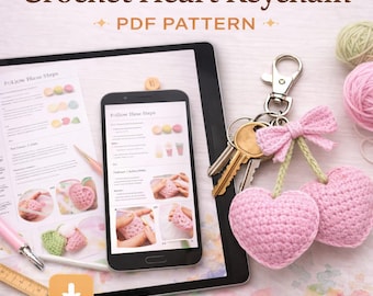 Patroon gehaakte sleutelhanger hartkers | Amigurumi voor beginners (pdf-patroon)