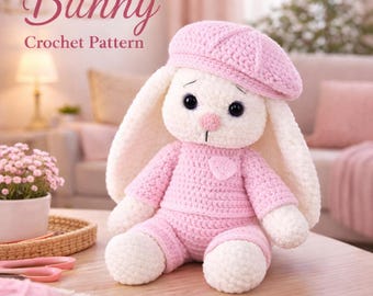 Gehaakt konijnenpatroon pdf, amigurumi-konijnzelfstudie, bosdierknuffel (digitale download)